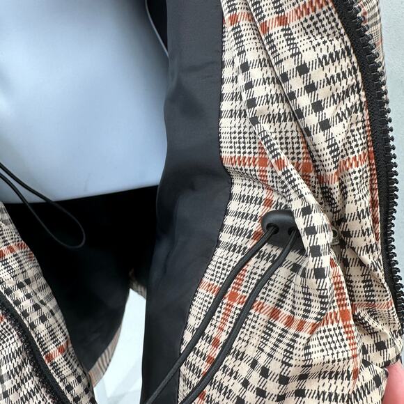 Ava & Viv Mid Length Puffer Jacket SZ 1X Tan Black Orange Hooded Snap Full Zip - Picture 9 of 14